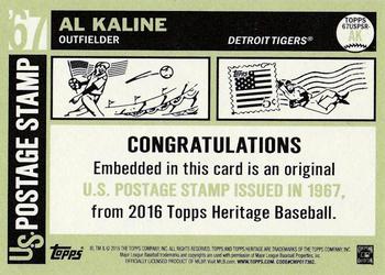2016 Topps Heritage - 1967 U.S. Postage Stamp Relics #67USPSR-AK Al Kaline Back
