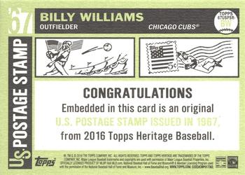 2016 Topps Heritage - 1967 U.S. Postage Stamp Relics #67USPSR-BW Billy Williams Back