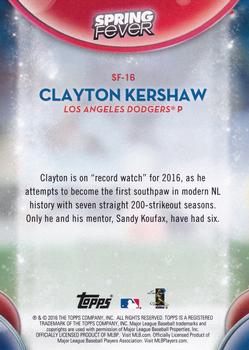 2016 Topps - Spring Fever #SF-16 Clayton Kershaw Back