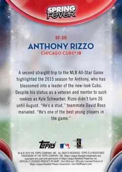2016 Topps - Spring Fever #SF-20 Anthony Rizzo Back