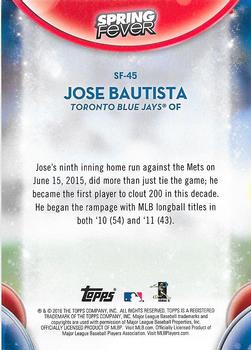 2016 Topps - Spring Fever #SF-45 Jose Bautista Back