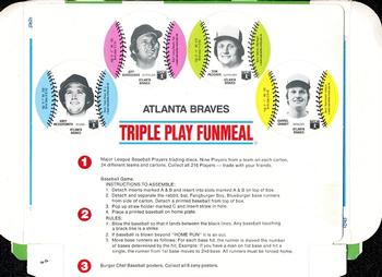 1977 Burger Chef Fun Meal Discs - Triple Play Funmeal Tray #NNO Atlanta Braves Back