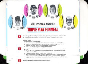 1977 Burger Chef Fun Meal Discs - Triple Play Funmeal Tray #NNO California Angels Back