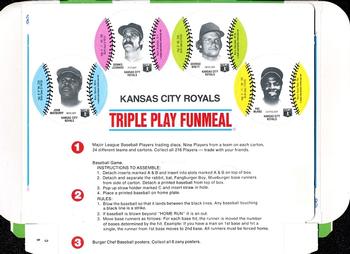 1977 Burger Chef Fun Meal Discs - Triple Play Funmeal Tray #NNO Kansas City Royals Back