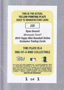 2014 Topps Mini - Printing Plates Yellow #220 Ryan Doumit Back