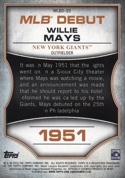 2016 Topps - MLB Debut Gold (Series 1) #MLBD-22 Willie Mays Back
