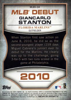 2016 Topps - MLB Debut Gold (Series 1) #MLBD-34 Giancarlo Stanton Back