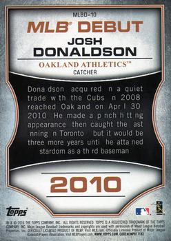 2016 Topps - MLB Debut Silver (Series 1) #MLBD-10 Josh Donaldson Back