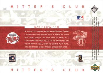 2000 Upper Deck Hitter's Club - Hitter's Club Inserts #HC1 Rod Carew  Back