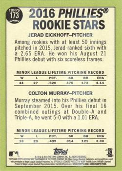 2016 Topps Heritage - Gum Stain #173 Colton Murray / Jerad Eickhoff Back
