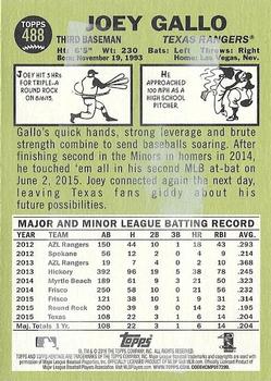 2016 Topps Heritage - Gum Stain #488 Joey Gallo Back
