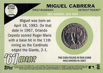 2016 Topps Heritage - 1967 Mint Quarter #67MR-MC Miguel Cabrera Back