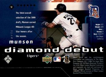 2000 Upper Deck Black Diamond - Reciprocal Cut #92 Eric Munson Back
