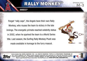 2016 Topps Opening Day - Mascots #M-3 Rally Monkey Back