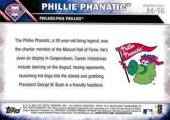 2016 Topps Opening Day - Mascots #M-16 Phillie Phanatic Back