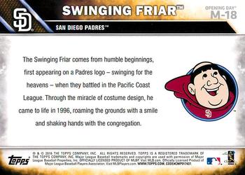 2016 Topps Opening Day - Mascots #M-18 Swinging Friar Back