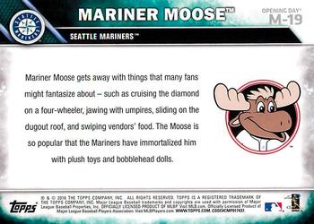 2016 Topps Opening Day - Mascots #M-19 Mariner Moose Back