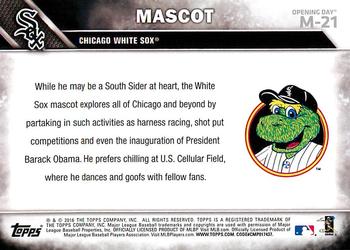 2016 Topps Opening Day - Mascots #M-21 Southpaw Back