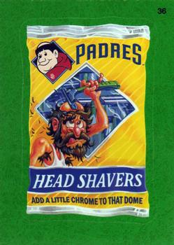 2016 Topps MLB Wacky Packages - Green Turf Border #36 Padres Head Shavers Front