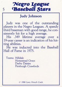 1986 Fritsch Negro League Baseball Stars #5 Judy Johnson Back