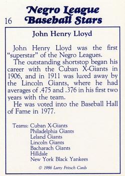 1986 Fritsch Negro League Baseball Stars #16 John Henry Lloyd Back