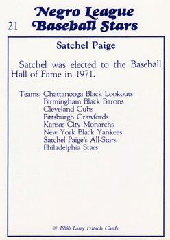 1986 Fritsch Negro League Baseball Stars #21 Satchel Paige Back