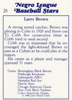 1986 Fritsch Negro League Baseball Stars #26 Larry Brown Back