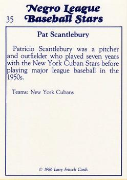 1986 Fritsch Negro League Baseball Stars #35 Pat Scantlebury Back