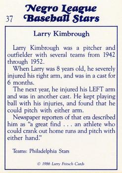 1986 Fritsch Negro League Baseball Stars #37 Larry Kimbrough Back