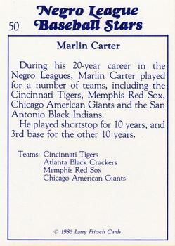 1986 Fritsch Negro League Baseball Stars #50 Marlin Carter Back