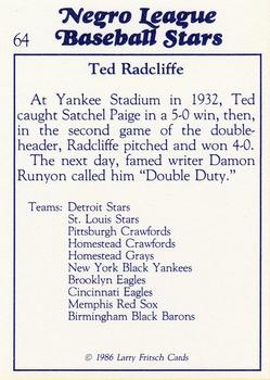 1986 Fritsch Negro League Baseball Stars #64 Ted Radcliffe Back