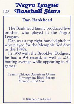 1986 Fritsch Negro League Baseball Stars #102 Dan Bankhead Back