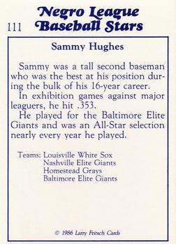 1986 Fritsch Negro League Baseball Stars #111 Sammy Hughes Back