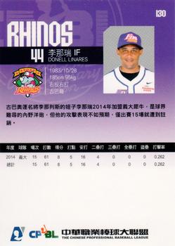 2014 CPBL #130 Donell Linares Back