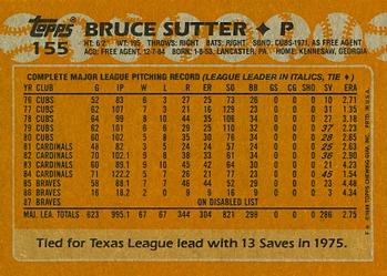 1988 Topps #155 Bruce Sutter Back