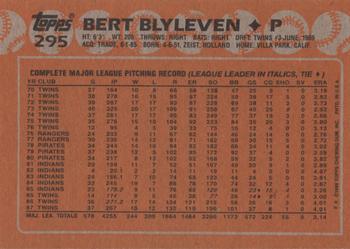 1988 Topps #295 Bert Blyleven Back