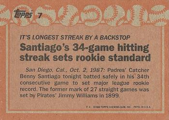1988 Topps #7 Benny Santiago Back