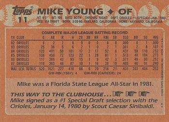1988 Topps #11 Mike Young Back