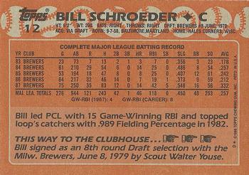 1988 Topps #12 Bill Schroeder Back
