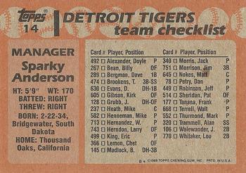 1988 Topps #14 Sparky Anderson Back