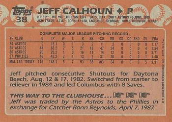 1988 Topps #38 Jeff Calhoun Back