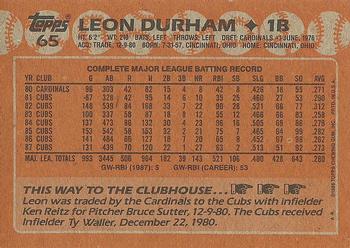 1988 Topps #65 Leon Durham Back