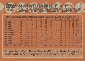 1988 Topps #66 Shane Rawley Back