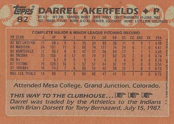 1988 Topps #82 Darrel Akerfelds Back