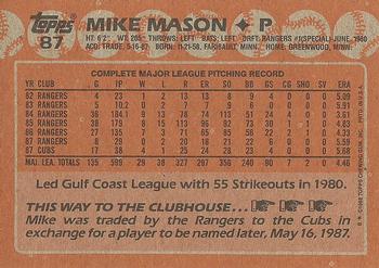 1988 Topps #87 Mike Mason Back
