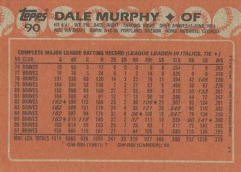1988 Topps #90 Dale Murphy Back