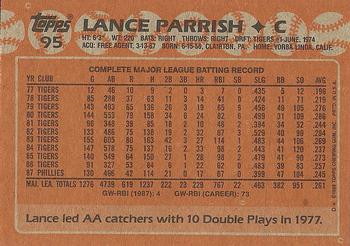 1988 Topps #95 Lance Parrish Back