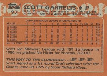 1988 Topps #97 Scott Garrelts Back