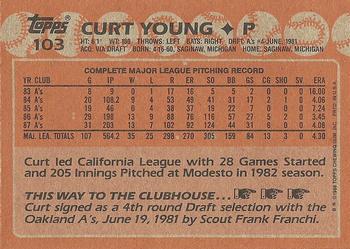 1988 Topps #103 Curt Young Back