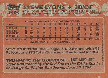 1988 Topps #108 Steve Lyons Back